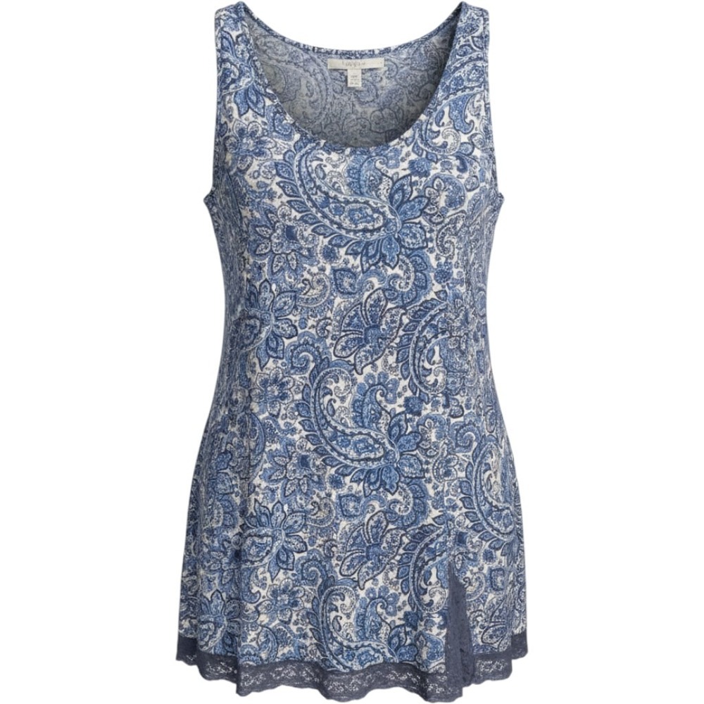Soft Surroundings Paisley Lace Trim Tunic Tank Top Womens 2X Boho Coastal